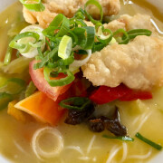 Salted Vege Bee Hoon Soup with Fried Fish Fillet 咸菜鱼片米粉